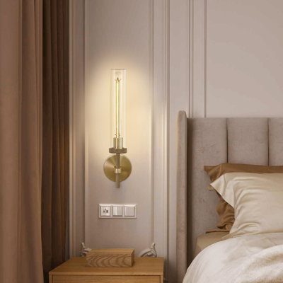 1-light 19" Dimmable Cylinder Wall Sconces Solid Brass Wall Lighting (bulbs Included)