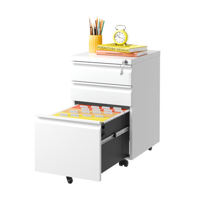 3-Drawer Metal Mobile File Cabinet with Lock for Home Office – Fully Assembled