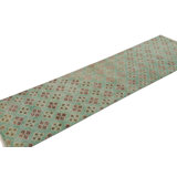 Vintage Turkish Runner Rug, Green & Red With Diamond Patterns – Rug & Kilim