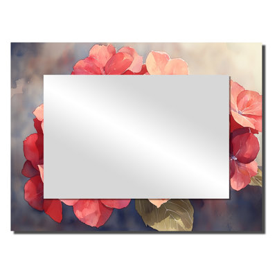 Hortensias rouges dans la brise du soir II - Art mural miroir floral - imprimé sur métal
