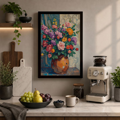 Terracotta Roses Botanical - Wrapped Canvas