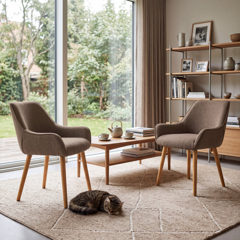 50cm H Upholstered Upholstered Back Armchair, Mocha Brown, Mocha Brown