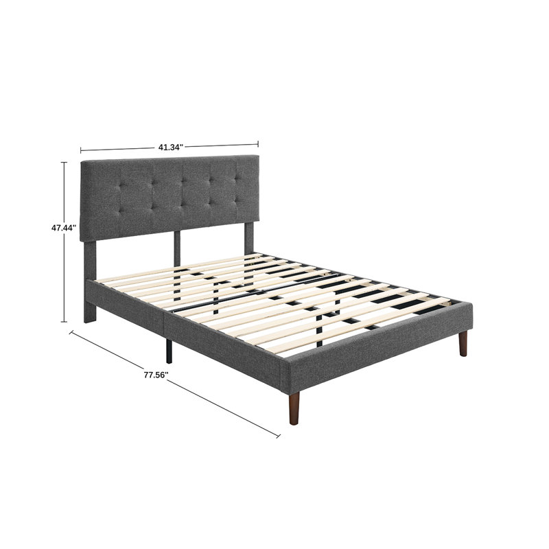 Lit plateforme surbaissé Tuffeté dewane, Jumeau, Gris foncé
