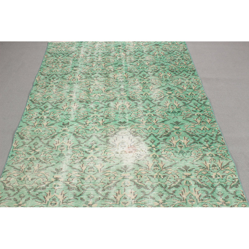 Tapis turc antique vert vif pour la décoration de la salle à manger et l'esthétique de la maison