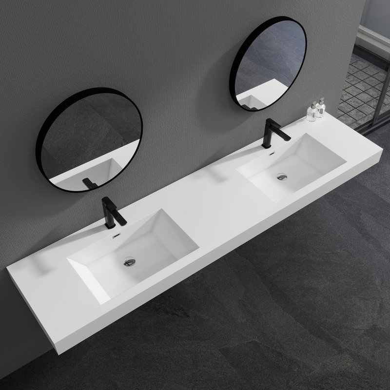 Lavabo de salle de bain mural double 83 po SMC