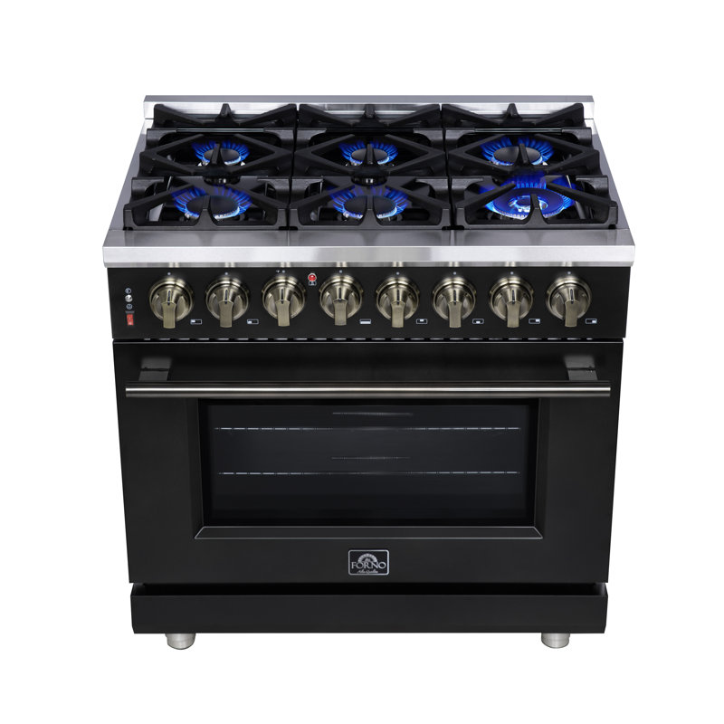 Cuisinière à double carburant 36 po Massimo, Noir