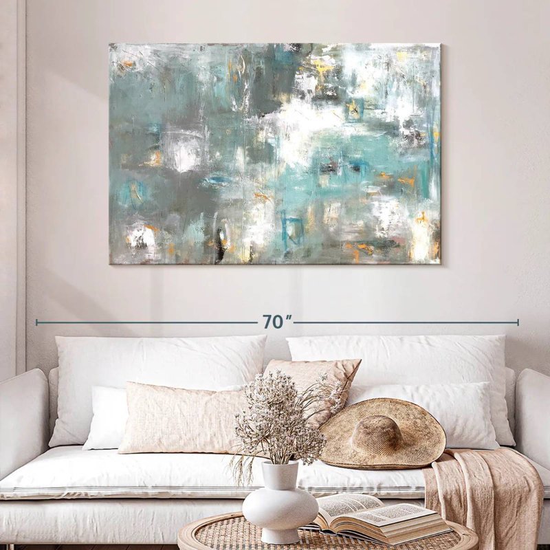 Avery Grey Aqua Gold Illusion, 32'' H x 48'' W