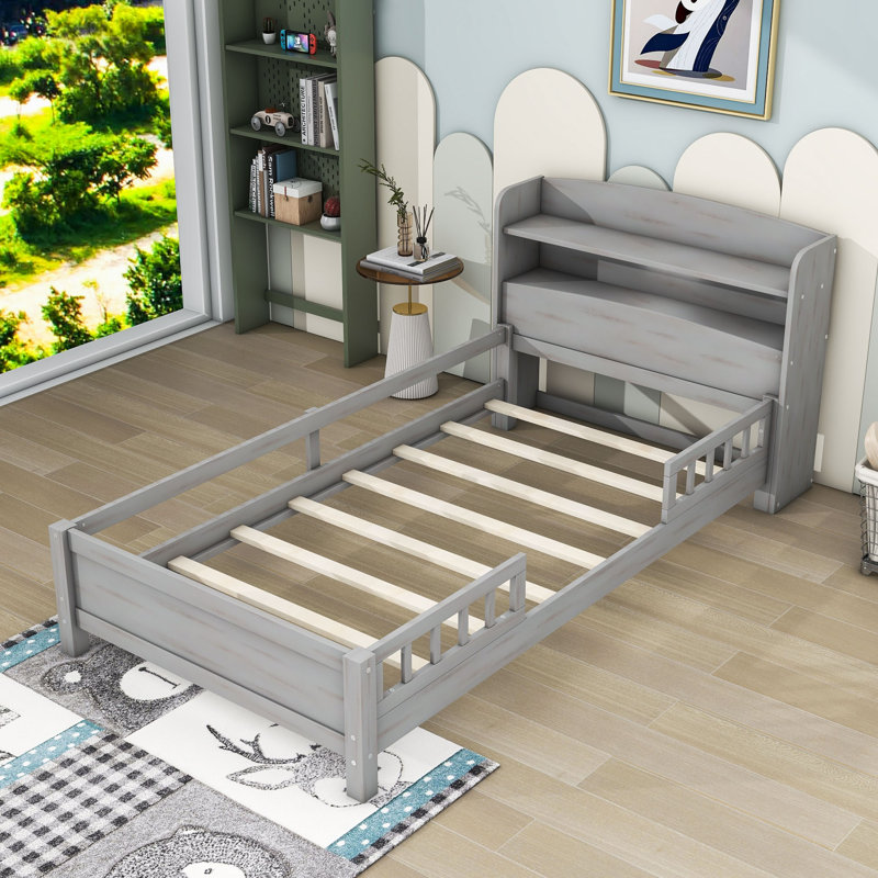 Lit plateforme avec rangement Atherstone, Gris antique, Simple