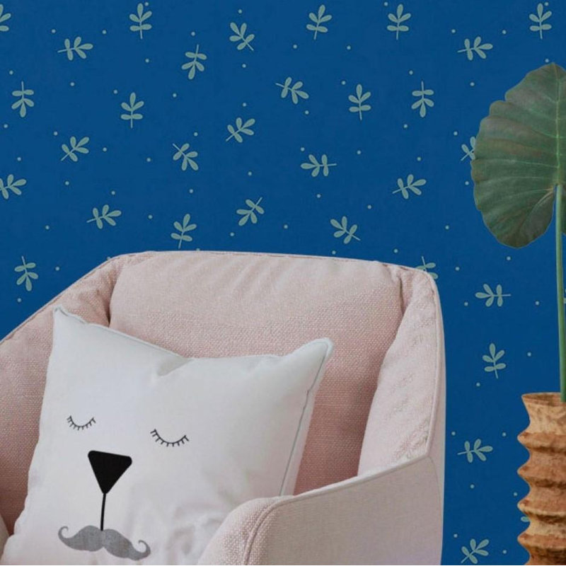Carreau de papier peint adhésif lisse L 126 po x l 24 po Karole, Bleu