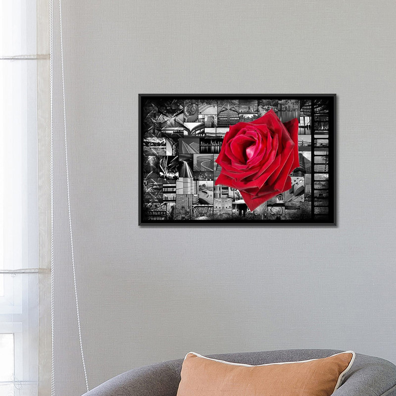 « rose po city », impression sur toile Donovan Kade, H 40 po x l 60 po x p 1,5 po, Toile avec cadre noir, Pas de tapis