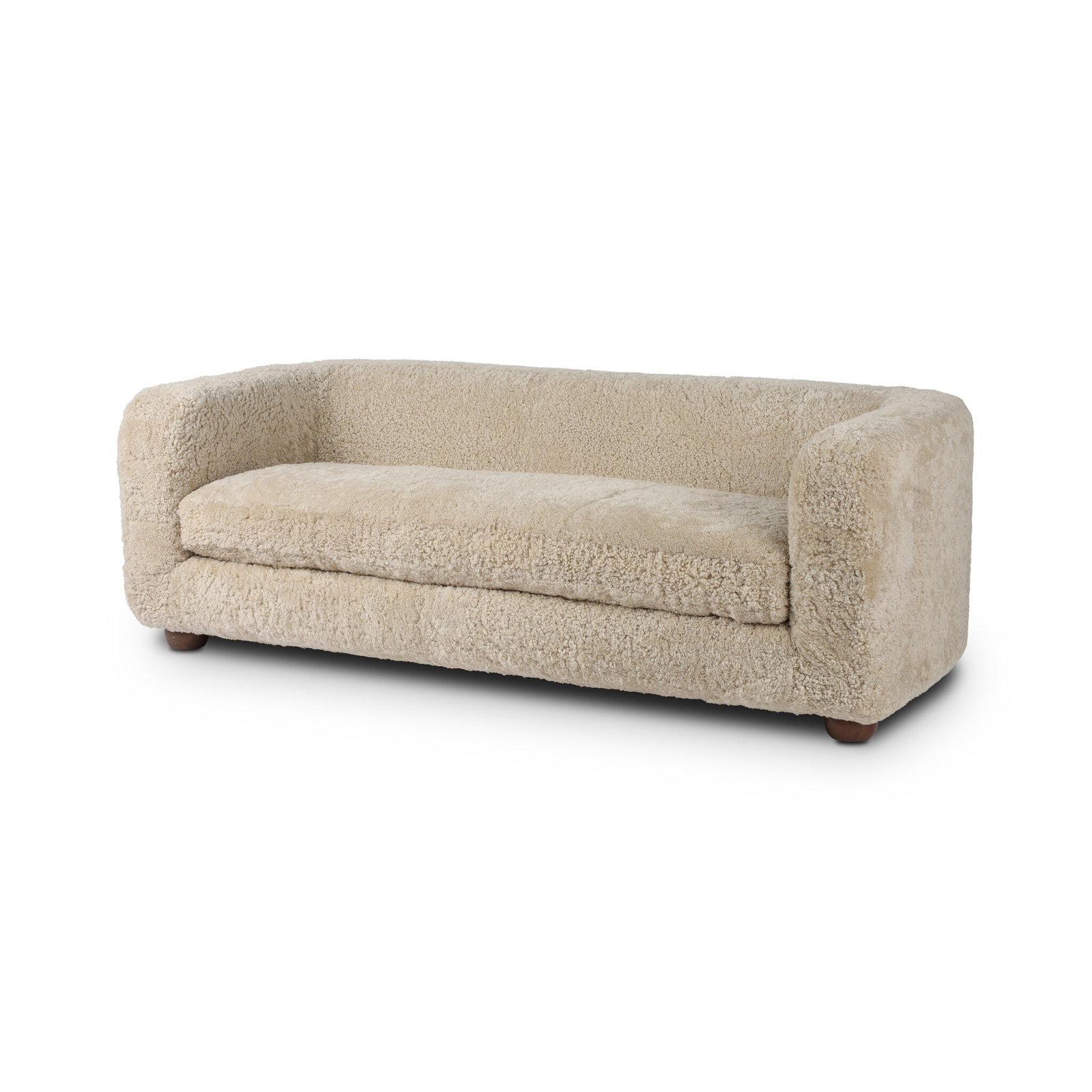 Lovatt 84'' Upholstered Sofa, Beige Shearling