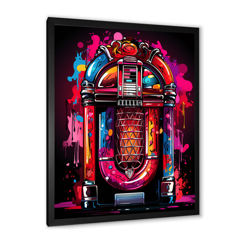 Rock N Roll Jukebox Fever II - Jukeboxes, art mural, Cadre photo noir simple, H 40 po x l 30 po x P 1,5 po