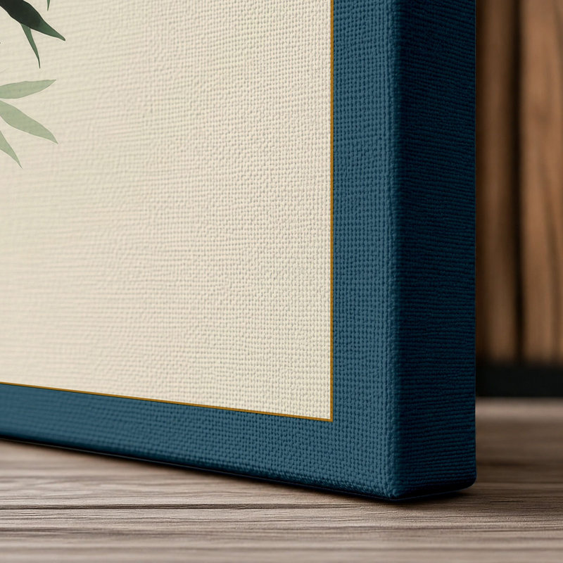 Bamboo Study Japandi - Wrapped Canvas, 24x16 - 61.0 x 40.6 cm, Teal Border