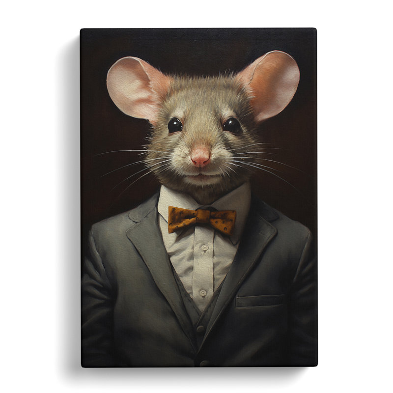 Mouse in a Suit Painting No.3 - Wrapped Canvas, 50cm H x 35cm W x 3cm D