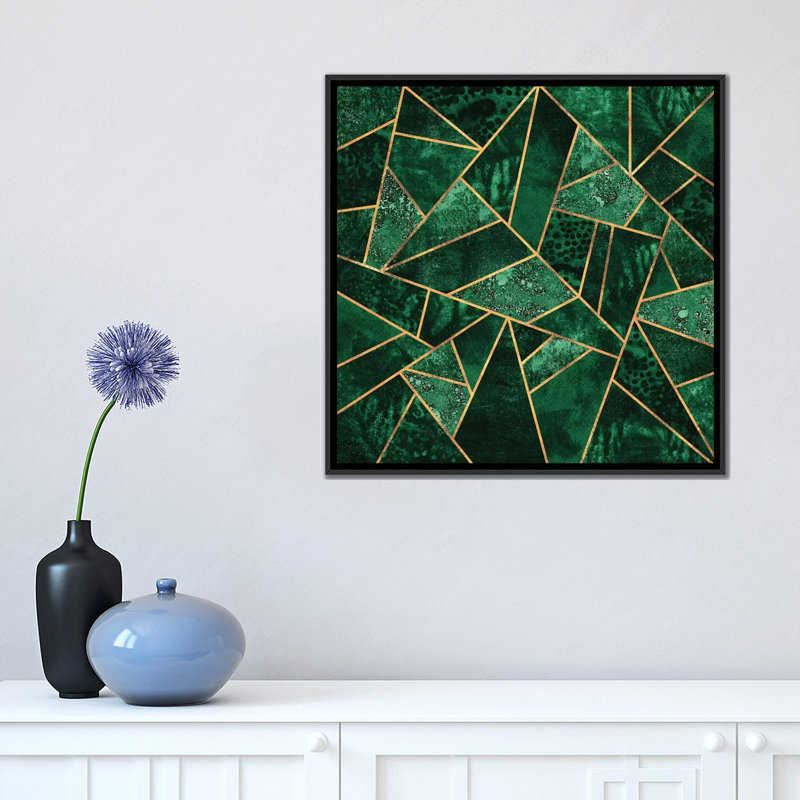 Deep Emerald - Impression sur toile, H 18 po x l 18 po x P 1,5 po, Pas de tapis, Toile avec cadre noir