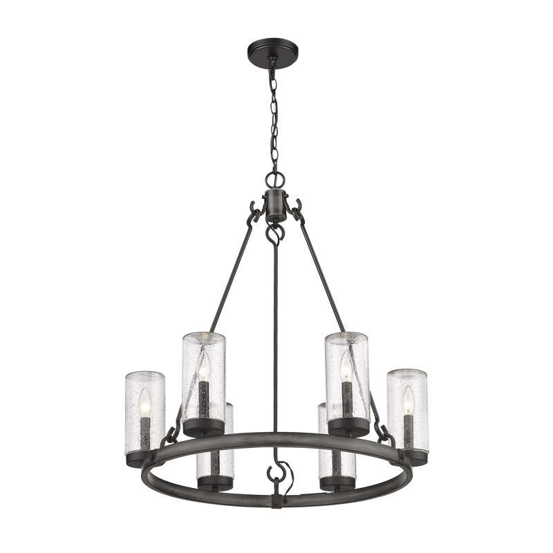 Sheniece 6 - Light Outdoor Chandelier, Ashen Barnboard