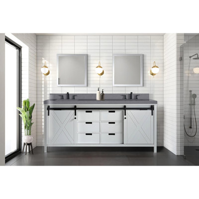 White Double Bath Vanity Measuring 80 Inches In Width, Soft - Close Functionality, Solid Wood Frame And E0 Plywood Panels, 2 Interior Cabinets 6 Drawers For Storage Space, Fully Assembled Fast Setup