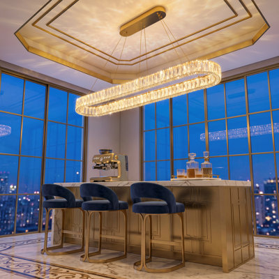 Modern Dimmable Crystal Led Long Chandelier