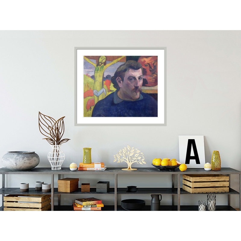 Autoportrait avec le Christ jaune par Paul Gauguin - Impression giclée encadrée, 33.5" H x 38.97" W