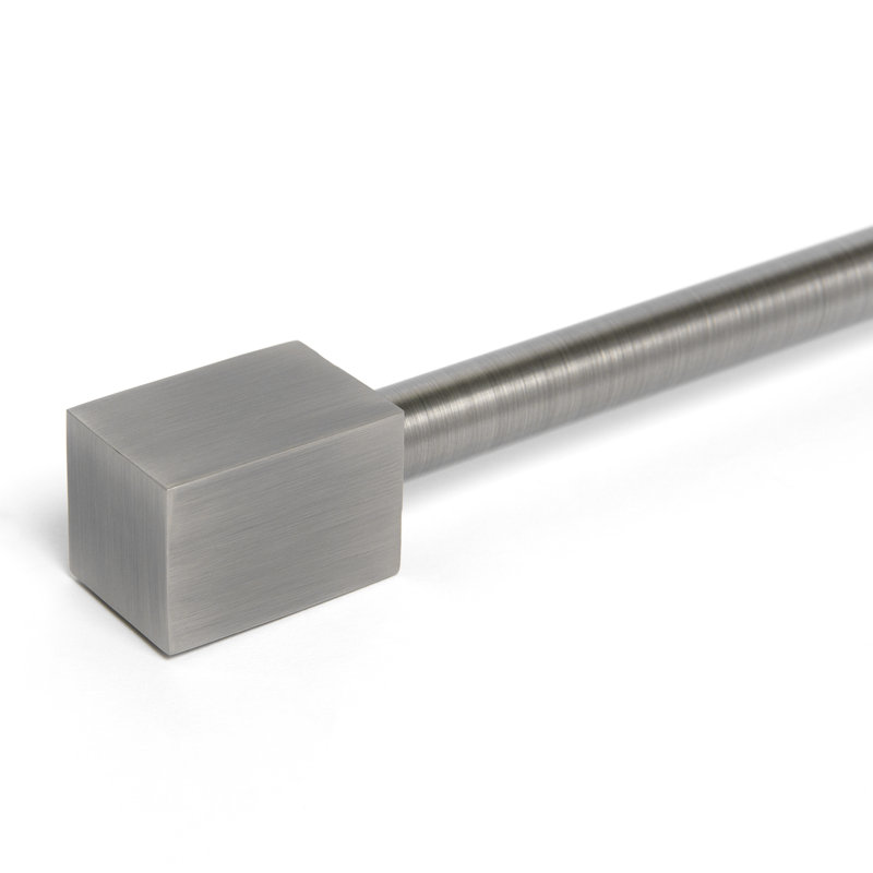Tringle à rideaux simple ajustable 0,75 po Brookmount, Étain, 1.5" H x 120" lx 1" d