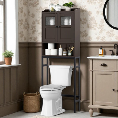 Over The Toilet Storage Cabinet, Above Toilet Storage With Double Doors And Soft Hinges Over Toilet Storage Shelf