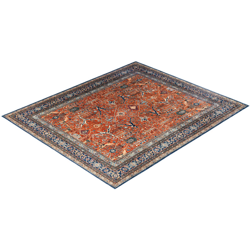 Tapis unique noué à la main Serapi - orange, 8 pi 2 po x 9 pi 6 po