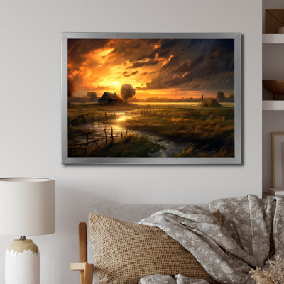 «Glorious Sunset Over Waterway In The Fields I», reproduction sur toile