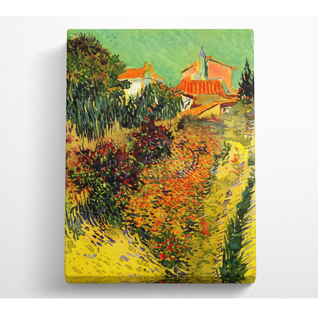 Van Gogh Garten hinter einem Haus - Leinwanddrucke im Wrapped Format