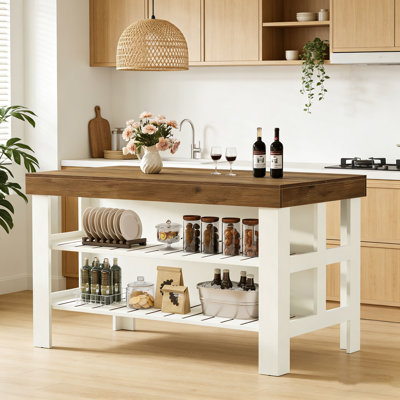 Kitchen Island With Storage Shelves For Kitchen Dining Room