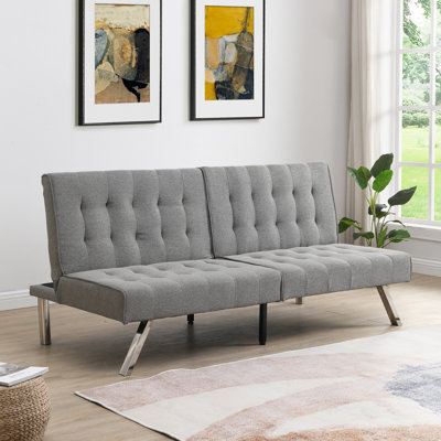 Versatile Futon Sofa Bed With Sturdy Wood Frame And Sleek Stainless Legs