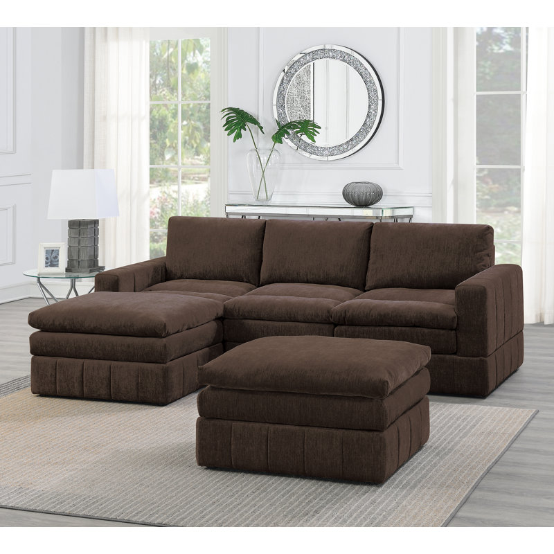 Fabric Ottoman, Brown