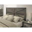 Rustic Grey 3Pc Set Eastern King Size Bed 2X Nightstands Unique Design Headboard Bedroom Furniture Metal Accents