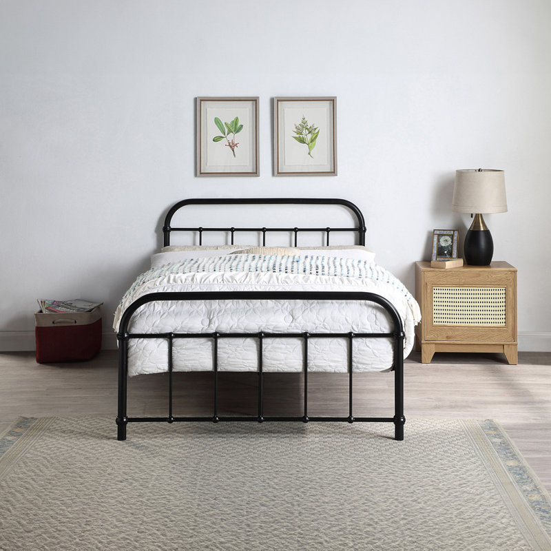 Metal Bed, Double (4'6), Black