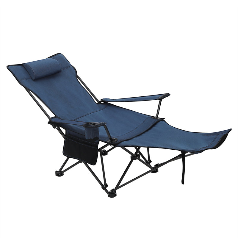 Camping Chair Lightweight Folding Fishing Chair with Retractable Footrest and Removable Headrest, Carry Bag, for Outdoor Activities