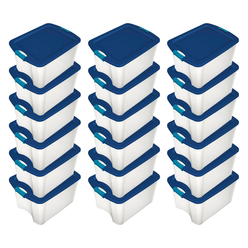 Loquet et porte 12 gallons Sterilite, Bleu / Blanc, 48 Quart, 18-Pack