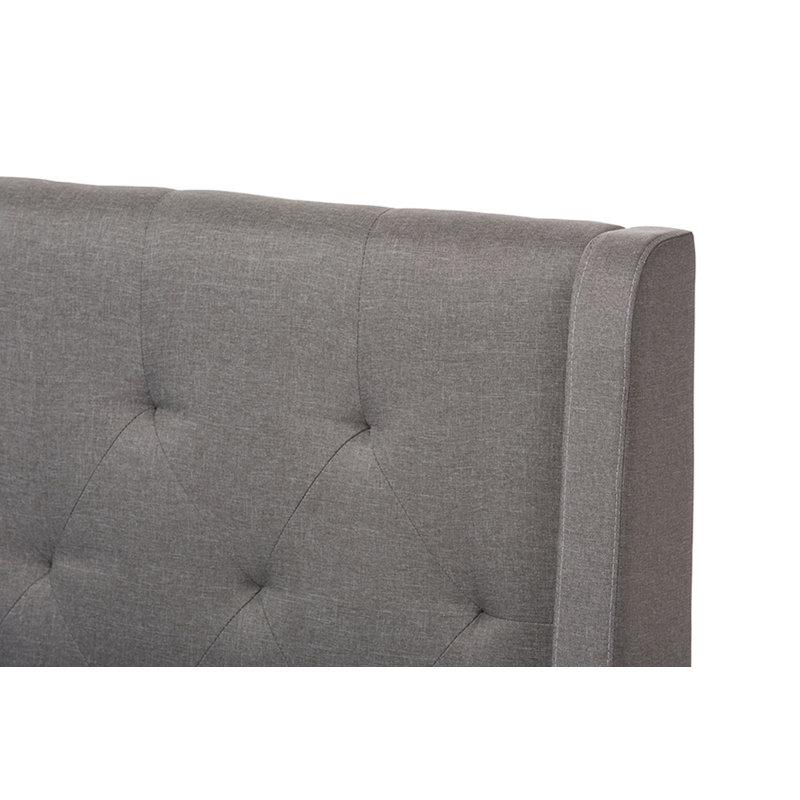 Lit plateforme en tissu d’ameublement Bonner, Très grand, Gris clair