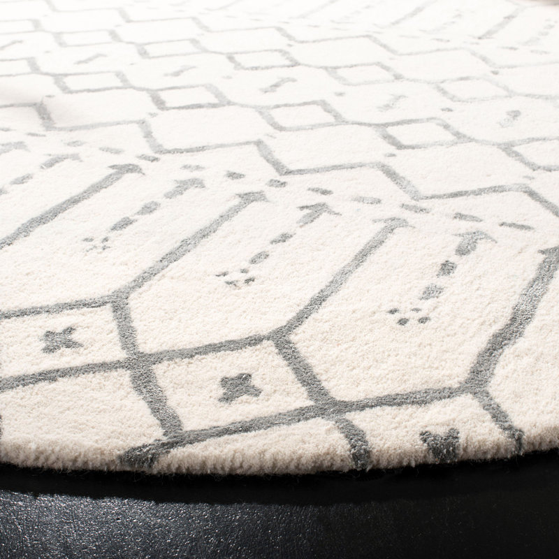 Griffiths Hand Tufted Wool Geometric Rug, Round 8'