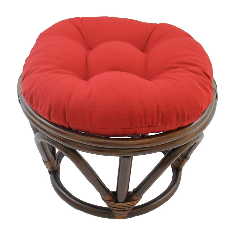 Wanamingo Upholstered Ottoman, Cotton Twill/Red