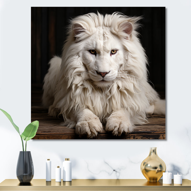 «Ivory King portrait Elegance - Lion», art mural encadré, H 16 po x l 16 po x P 1 po, Toile tendue