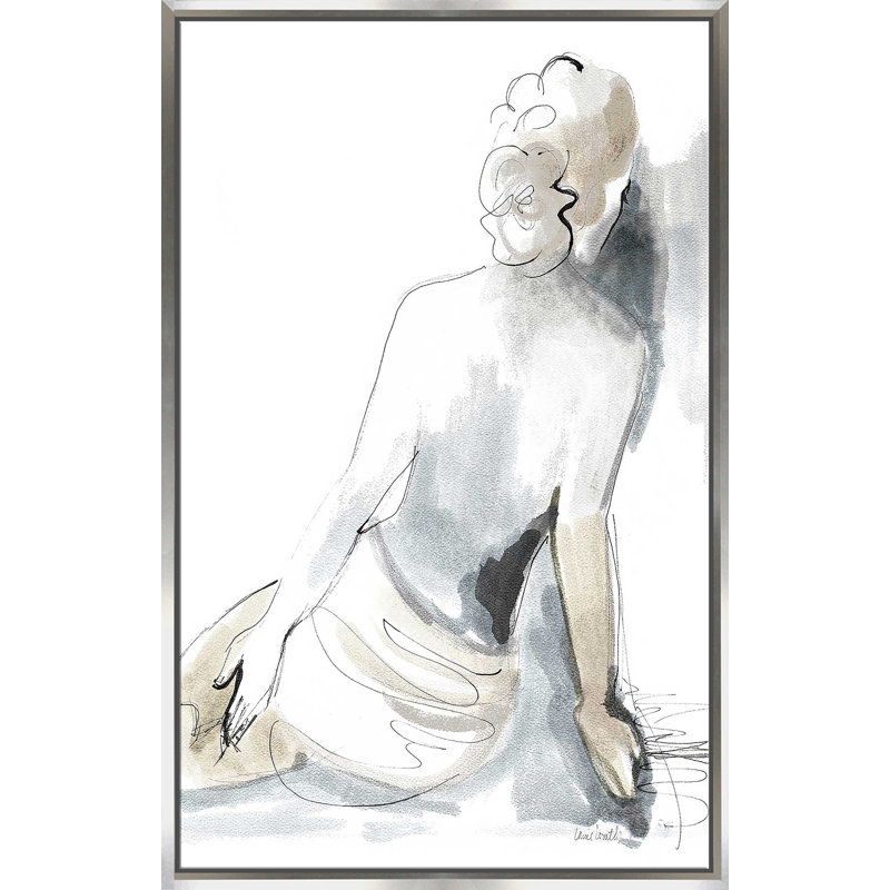 Neutre assis nu par Lanie Loreth - Peinture, H 43,5 po x l 27,5 po x P 2 po, Cadre flottant argent
