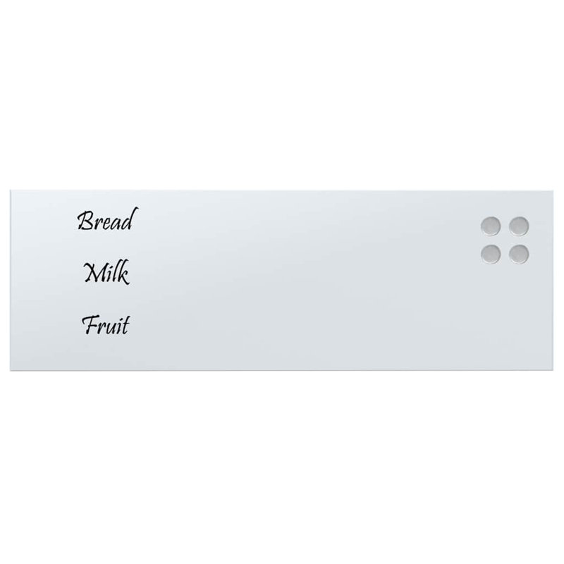 Wall-Mounted Magnetic Board Tempered Glass, 30cm H x 80cm W, White