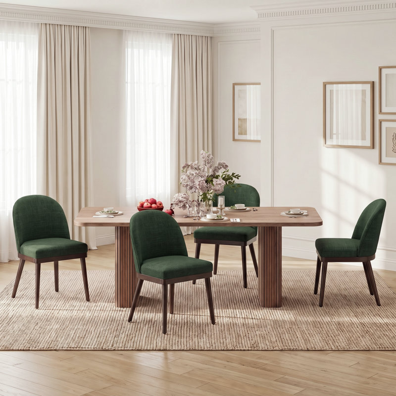 Chaises de salle à manger rembourrées, 4, Vert