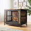 Cage pour chien rustique brun avec repose-pieds réglable et portes doubles pour chiens de taille moyenne / petite-1903626675