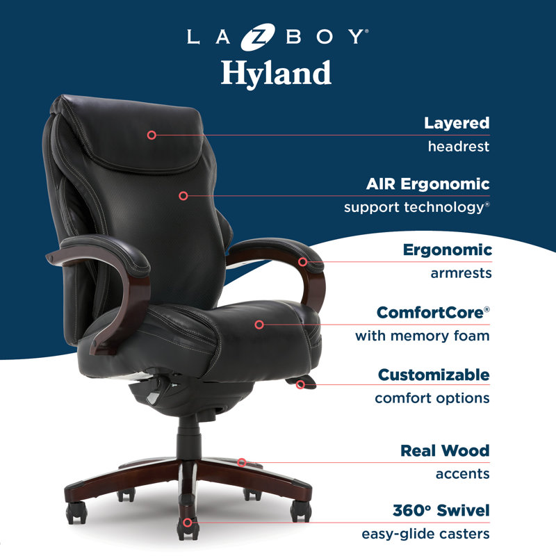 Ergonomic High-Back Black Leather Executive Swivel Chair with AIR Lumbar Support