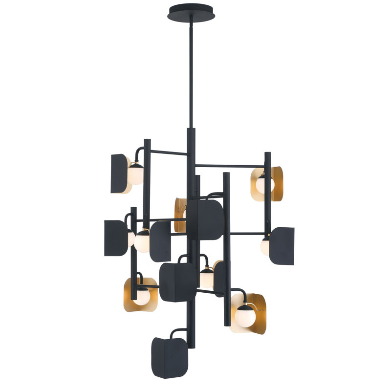 Lustre corniche or et noir 12 L 42 po Cornice