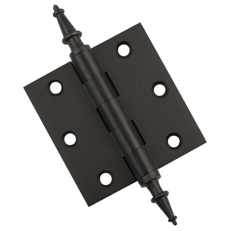 3 X 3 Solid Brass Architectural Hinge With Steeple Tips, Oil Rubbed Bronze