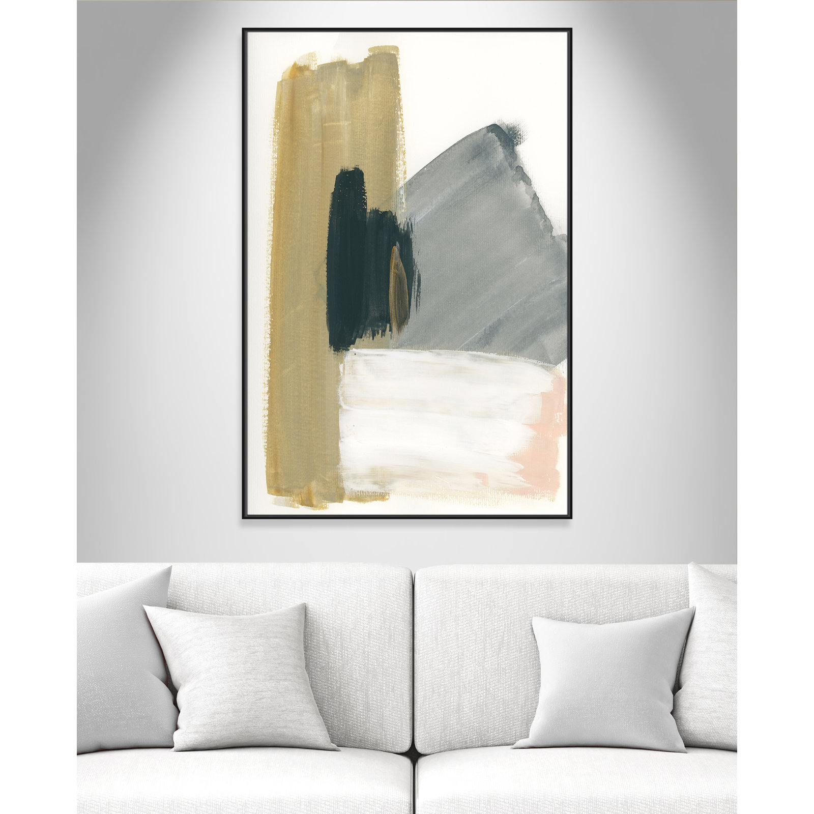 Herma "Marble Block Symmetry II" Print, 61.5" H x 41.5" W x 2" D, Black Framed