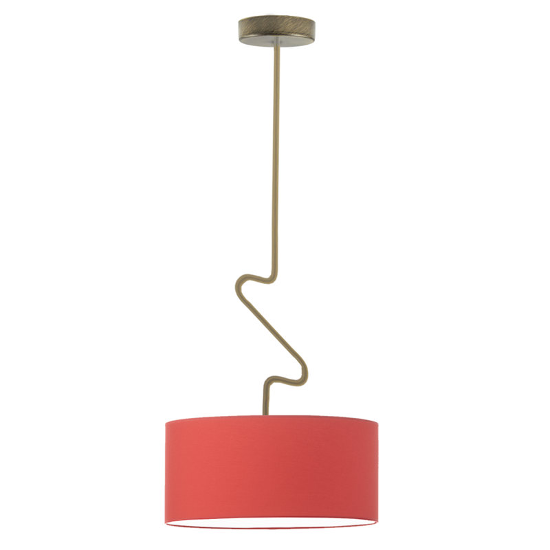 Candless 1 - Light Drum Pendant, Red, Antique Bronze