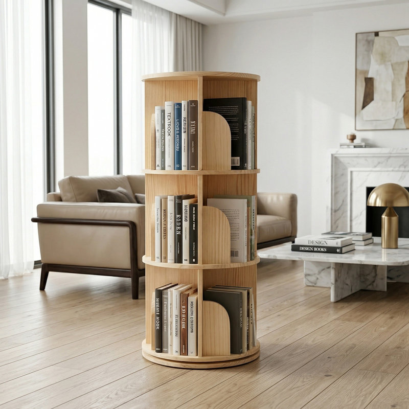 3 Tier Bookshelf with 360°Spinning Design