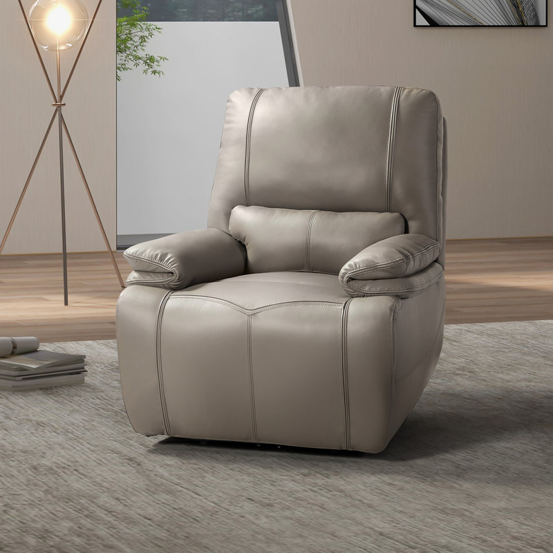 Coleen Genuine Leather Power Recliner, Navy Genuine Leather